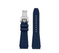 HASGTFM Correa de reloj de caucho fluorado suave de 22 mm y 24 mm apta for correa Breitling apta for sincronización mecánica apta for Avengers apta for correa de reloj Super Ocean(Blue silver buckle,2