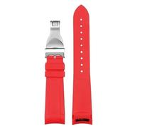 HASGTFM Correa De Reloj De Caucho Natural for Extremo Curvo For Hombre, 22 Mm, Apta For Fit Tudor Black Bay 1958, 41 Mm, Apta For GMT Pelagos Pin, Hebilla Plegable, Correa De Reloj De Silicona(Red-sil