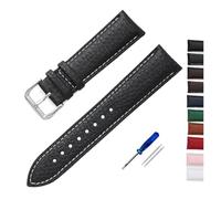 HASGTFM Correa de reloj de cuero 12 mm 14 mm 16 mm 18 mm 20 mm 22 mm Correa suave Reemplazar correas de reloj(Black white,12mm)