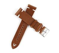 HASGTFM Correa de reloj de cuero 18 mm 20 mm 22mm 24mm de pulsera de las pulseras Hecho a mano costuras de la banda de reemplazo de la banda de reloj(Brown-white line,22mm)