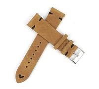 HASGTFM Correa de reloj de cuero 18 mm 20 mm 22mm 24mm de pulsera de las pulseras Hecho a mano costuras de la banda de reemplazo de la banda de reloj(Yellow brown-B line,22mm)