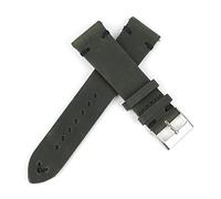 HASGTFM Correa de reloj de cuero 18 mm 20 mm 22mm 24mm de pulsera de las pulseras Hecho a mano costuras de la banda de reemplazo de la banda de reloj(Green-black line,24mm)