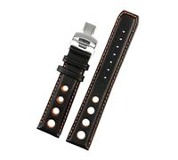 HASGTFM Correa de reloj de cuero apta for tissot 1853 Sports Racing Series PRS516 T91 T044 Correa suave pulsera con cierre plegable de 20mm(Black Orange Silver,20mm)
