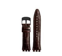 HASGTFM Correa de reloj de cuero con cierre de acero de 21mm compatible con Swatch IRONY YOS440 449 448 401G 420, correa de reloj for mujer, pulsera for hombre(Brown-black)