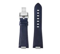 HASGTFM Correa de reloj de cuero con extremo convexo 1853, apta for la serie Tissot PRX, correa T137.407 T137.410, pulsera for hombre, pulsera con correa for muñeca, 26x12mm(B blue Folding)