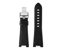 HASGTFM Correa de reloj de cuero con extremo convexo 1853, apta for la serie Tissot PRX, correa T137.407 T137.410, pulsera for hombre, pulsera con correa for muñeca, 26x12mm(B black Folding)