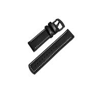 HASGTFM Correa de reloj de cuero cosida de 24 mm, deportiva, negra y marrón(Schwarz)