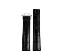 HASGTFM Correa de reloj de cuero de 19mm, 20mm y 22mm apta for correa de reloj tag heuer, accesorios de pulsera for hombre(Black silver clasp,19mm)