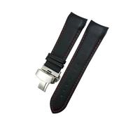 HASGTFM Correa de reloj de cuero de 22mm, 23mm y 24mm apta for Tissot 1853 Couturier T035 T035627 T035410, herramientas for correa de reloj en negro y marrón(Black Red-Silver,24mm)