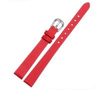 HASGTFM Correa de reloj de cuero de 6mm, 8mm, 10mm, 12mm y 14mm, apta for pulsera de reloj de pulsera for mujer, rojo, negro, blanco y azul(Red sk,6mm)