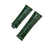 HASGTFM Correa de reloj de cuero de grano de cocodrilo for extremo curvado y eslabones de metal de 20 mm, apta for Rolex Submariner, apta for GMT, apta for DAYTONA Yacht-Master, correa negra y verde(G