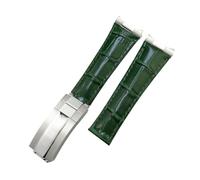 HASGTFM Correa de reloj de cuero de grano de cocodrilo for extremo curvado y eslabones de metal de 20 mm, apta for Rolex Submariner, apta for GMT, apta for DAYTONA Yacht-Master, correa negra y verde(G