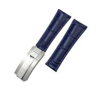 HASGTFM Correa de reloj de cuero de grano de cocodrilo for extremo curvado y eslabones de metal de 20 mm, apta for Rolex Submariner, apta for GMT, apta for DAYTONA Yacht-Master, correa negra y verde(B