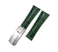 HASGTFM Correa de reloj de cuero de grano de cocodrilo for extremo curvado y eslabones de metal de 20 mm, apta for Rolex Submariner, apta for GMT, apta for DAYTONA Yacht-Master, correa negra y verde(G