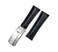 HASGTFM Correa de reloj de cuero de grano de cocodrilo for extremo curvado y eslabones de metal de 20 mm, apta for Rolex Submariner, apta for GMT, apta for DAYTONA Yacht-Master, correa negra y verde(B