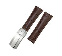 HASGTFM Correa de reloj de cuero de grano de cocodrilo for extremo curvado y eslabones de metal de 20 mm, apta for Rolex Submariner, apta for GMT, apta for DAYTONA Yacht-Master, correa negra y verde(B