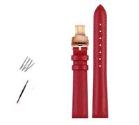 HASGTFM Correa de reloj de cuero de moda for Armani Fit for Timex Fit for Gucci Fit for Fossil Fit for Casio Correa de reloj Pulsera de mujer 10 12 mm 14 mm 16 mm 18 mm(Red-rose gold-B,10mm)