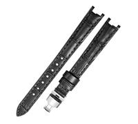 HASGTFM Correa de reloj de cuero de moda for mujer 1853 Apto for Tissot T094 Apto for la serie Flamenco T094210 Pulsera de reloj Correa de reloj de 12 mm Enviar herramienta(B black silver)