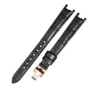 HASGTFM Correa de reloj de cuero de moda for mujer 1853 Apto for Tissot T094 Apto for la serie Flamenco T094210 Pulsera de reloj Correa de reloj de 12 mm Enviar herramienta(B black Rose gold)