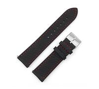 HASGTFM Correa de reloj de cuero de patrón de lichi 18 mm 20 mm 22 mm 24 mm de 24 mm de costura hecha a mano de banda de reloj de reemplazo de barra de primavera(Black-red wrie,18mm)