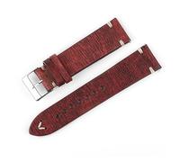 HASGTFM Correa de reloj de cuero de reloj de reloj retro 18 mm 20 mm 22 mm 24mm Muñeca hecha a mano reloj accesorios de reemplazo(C-Red,24mm)