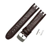 HASGTFM Correa de reloj de cuero de vaca doble convexa for reloj Swatch YRS403 401 402g 412 418 serie 406, correa de reloj de cuero apta for hombres, pulsera de 21mm(Brown P3)