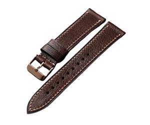 HASGTFM Correa de reloj de cuero en folio 18 20 22 mm for clip, suave, marrón, negro, cosida a mano, se adapta a relojes vintage, pulsera for hombre