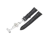 HASGTFM Correa de reloj de cuero for diseño de patrón, 18mm, 20mm, 22mm, 24mm, cinturones de repuesto for hombres y mujeres, accesorios for relojes, correas de muñeca(Silver black,24mm)