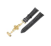 HASGTFM Correa de reloj de cuero for diseño de patrón, 18mm, 20mm, 22mm, 24mm, cinturones de repuesto for hombres y mujeres, accesorios for relojes, correas de muñeca(Gold w black,22mm)