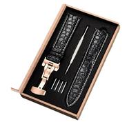 HASGTFM Correa de reloj de cuero for patrón y cierre automático de mariposa de acero inoxidable, 18 mm, 20 mm, 22 mm y 24 mm(R5 with box,20mm)