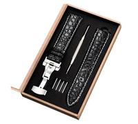 HASGTFM Correa de reloj de cuero for patrón y cierre automático de mariposa de acero inoxidable, 18 mm, 20 mm, 22 mm y 24 mm(S5 with box,24mm)