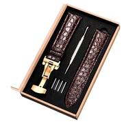 HASGTFM Correa de reloj de cuero for patrón y cierre automático de mariposa de acero inoxidable, 18 mm, 20 mm, 22 mm y 24 mm(G2 with box,18mm)