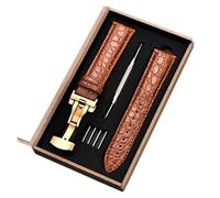 HASGTFM Correa de reloj de cuero for patrón y cierre automático de mariposa de acero inoxidable, 18 mm, 20 mm, 22 mm y 24 mm(G1 with box,24mm)