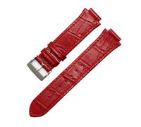 HASGTFM Correa de reloj de cuero genuino de 14mm apta for Swarovski serie 5027127 5027131 5080602 5096008, correa de moda, accesorios for reloj de mujer(Red-silver)