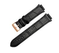 HASGTFM Correa de reloj de cuero genuino de 14mm apta for Swarovski serie 5027127 5027131 5080602 5096008, correa de moda, accesorios for reloj de mujer(Black-rose gold)