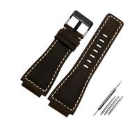 HASGTFM Correa de reloj de cuero genuino for hombre, pulsera de 35mm x 24mm apta for BR-01 y BR-03 de Bell Ross, pulsera + herramienta(Olive green black)