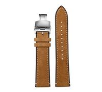 HASGTFM Correa de reloj de cuero marrón claro Superficie esmerilada vintage 22 mm Apto for Tissot T116.617 Apto for Tag Heuer Apto for correa de reloj Hamilton Accesorios(Brown silver Folding)