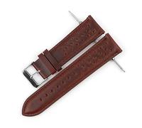 HASGTFM Correa de reloj de cuero Reloj de reloj transpirable poroso 18 mm 20 mm 22 mm 24 mm de costura hecha a mano de relojes Pulseras Reemplazo(Red,24mm)