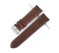HASGTFM Correa de reloj de cuero Reloj de reloj transpirable poroso 18 mm 20 mm 22 mm 24 mm de costura hecha a mano de relojes Pulseras Reemplazo(Ginger,18mm)