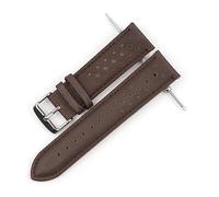HASGTFM Correa de reloj de cuero Reloj de reloj transpirable poroso 18 mm 20 mm 22 mm 24 mm de costura hecha a mano de relojes Pulseras Reemplazo(Silver,18mm)