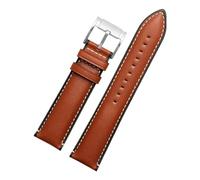 HASGTFM Correa de reloj de cuero resistente al agua for hombre, correa de reloj inteligente Retro Fossil Q Intelligent FTW1114 ME3110 FS5436 de 20 a 22mm(A-brown-silver,24mm)