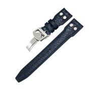 HASGTFM Correa de reloj de cuero tejida for remaches de 20mm, 21mm y 22mm, apta for IWC Big Pilot Portugieser Pilot IW3777, apta for correa de reloj Seiko(Blue Silver Round,22mm)