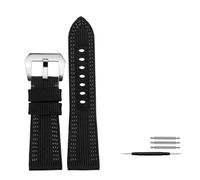 HASGTFM Correa de reloj de cuero y nailon de 24mm y 26mm apta for Panerai PAM00984 441 1122, correa de lona for reloj, accesorios for reloj negro y azul(Grey line silver,24mm)