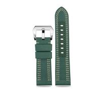 HASGTFM Correa de reloj de cuero y nailon de 24mm y 26mm apta for Panerai PAM00984 441 1122, correa de lona for reloj, accesorios for reloj negro y azul(Green black,24mm)