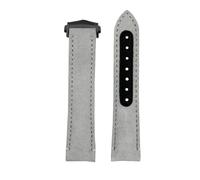 HASGTFM Correa de reloj de extremo curvado de 21mm apta for OMEGA Supermaster 311,92, correa de reloj de cuero esmerilado Vintage, accesorios for hombre(Gray black folding)