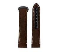 HASGTFM Correa de reloj de extremo curvado de 21mm apta for OMEGA Supermaster 311,92, correa de reloj de cuero esmerilado Vintage, accesorios for hombre(Brown black folding)
