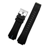 HASGTFM Correa de reloj de goma apta for Timex WATCHT2N720 T2N721 T2N739 TW2T76300 pulsera de cuero correa de silicona resistente al agua 24 * 16mm(Blueline-silver)
