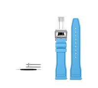 HASGTFM Correa de reloj de goma con flúor de 20mm/21mm/22mm apta for relojes de piloto grandes IWC Spitfire apta for correa Portofino Family Mark 18(Light blue silver,22mm)