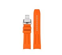 HASGTFM Correa de reloj de goma con flúor de extremo curvado de primera calidad, apta for relojes Longines aptos for relojes Seiko, correa de reloj de goma FKM de diseño de 20mm y 22mm(Orange silver b