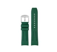 HASGTFM Correa de reloj de goma con flúor de extremo curvado de primera calidad, apta for relojes Longines aptos for relojes Seiko, correa de reloj de goma FKM de diseño de 20mm y 22mm(Green silver pi